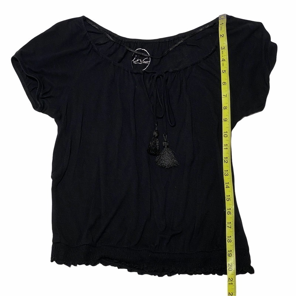 Inc International Concepts Solid Black Short Slee… - image 6